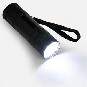 Lanterna de mana LED, 9 LED-uri, 8,5 cm, Aluminiu, Negru
