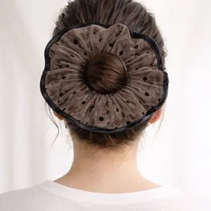 Elastic de Par Catifelat Taupe pentru Femei cu Margine Neagră