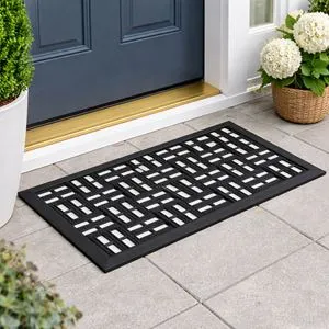 Covoras de intrare din cauciuc, negru, cu model perforat, 60x40 cm