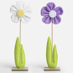 Floare decorativă textilă multicoloră, 43 cm, set 2 buc