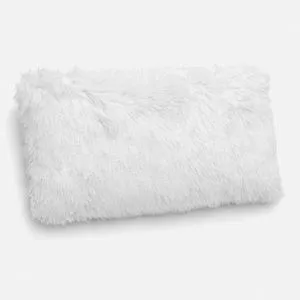 Pernă decorativă shaggy, albă, 60x30 cm