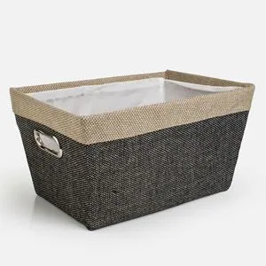 Coș de depozitare gri-bej cu mânere metalice