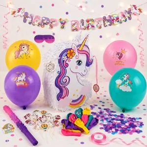 Set Party cu Piniata Unicorn, 52 Accesorii, Multicolor