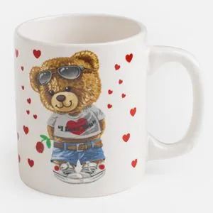 Cana Ceramică cu Ursuleț, 125 ml, Albă