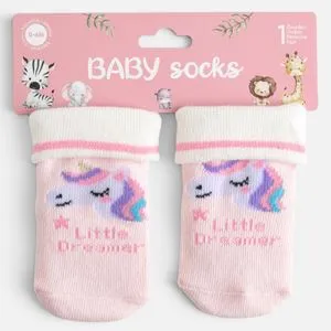 Sosete Unicorn Roz pentru Bebelusi 0-6 Luni