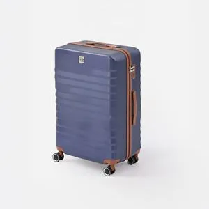 Troler de Calatorie Albastru 33L cu Roți Duble și Detalii Brune