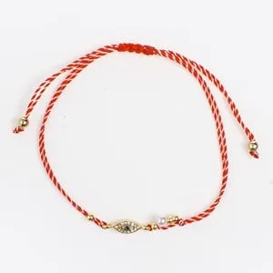 Bratara Martisor cu Ochi cu Straseuri Argintii și Margele Aurii