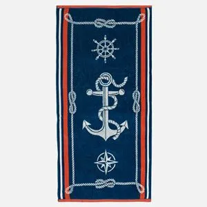 Prosop de Plajă Elegant din Bumbac cu Model Ancora 150x75cm