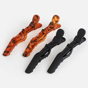 Clame de par duble, Set 4 buc, Negru si Maro, 11 cm