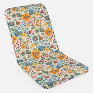 Pernă pentru scaun cu spătar, reversibilă, 87x43 cm, ecru floral