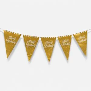 Stegulete Party Metalizate Aurii pentru Petreceri \"Happy Birthday\"