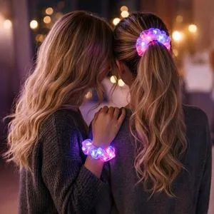 Elastic de păr cu LED set 3 bucăți roz lila multicolor