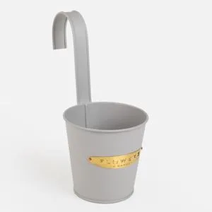 Masca Ghiveci Suspendabilă Metalică Gri cu Patch Auriu