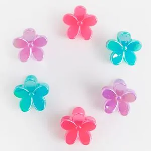 Clame de par cu floare irizata, Set 6 buc, Multicolor, 2,5 cm