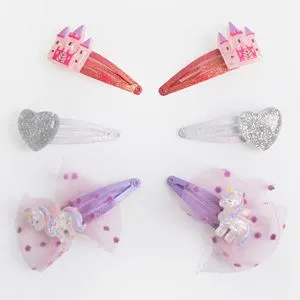 Clame de păr pentru copii cu modele 3D, 6 buc, 4,5 cm, multicolor