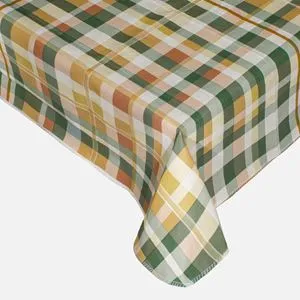 Fata de masa plastifiata, 180x140cm, Model carouri maro-verde