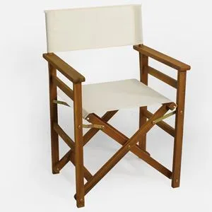 Scaun tip Regizor din Lemn de Acacia Ecru cu Textil