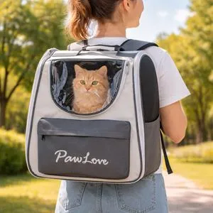 Rucsac pentru transport animale de companie, Gri, 39x26x39cm