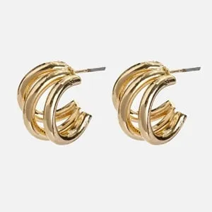 Cercei Aurie Triple de Cui pentru Femei - Bijuterii Elegante