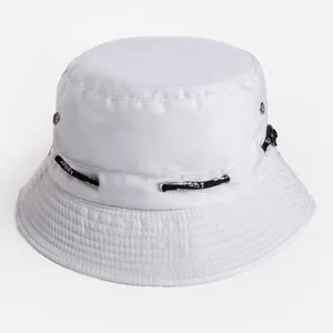 Palarie bucket alba pentru femei, marimea 57, din poliester si bumbac