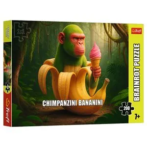 Puzzle 200 Piese, Cimpanzeu cu Banană, Multicolor