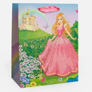 Sacoșă cadou roz cu model prințesă
