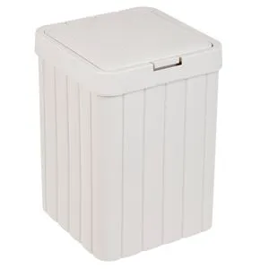 Cos de gunoi din plastic cu capac, 10L, design cu dungi verticale