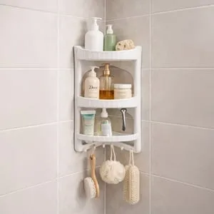 Raft Plastic de Baie cu Carlige pentru Organizarea Spațiului
