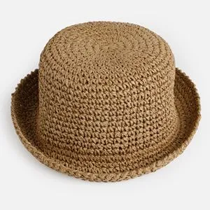 Palarie Bucket din Paie, Bej, Marimea 57
