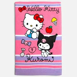 Prosop de mâini 30x50 cm cu model Hello Kitty și Kuromi, bumbac moale