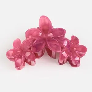 Clamă de păr cu flori, Efect Marble, Roz, 10 cm