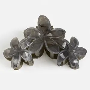 Clamă de păr cu model floral, Gri Marble, 10 cm
