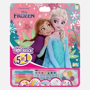Set de colorat 5 in 1 cu bloc de desen, acuarele, markere si creioane cerate