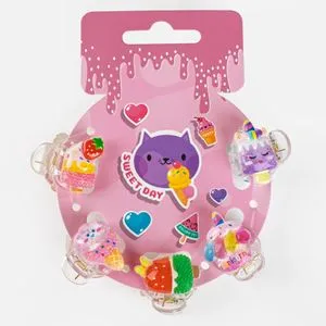 Clame de par cu model 3D inghetate, 2,5 cm, set 5 bucati, multicolore