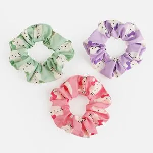 Set 3 Elastice de Păr pentru Copii cu Model Pisicuțe, Roz, Verde Menta și Lila