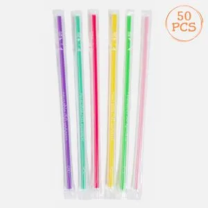 Paie din plastic reutilizabile drepte multicolore 50 buc