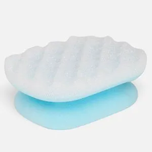 Burete de baie cu mâner, formă ergonomică, pentru exfoliere, albastru