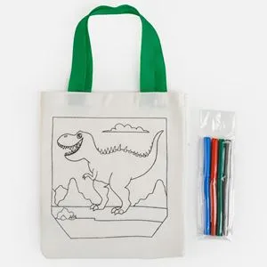 Geantă Textilă cu Dinozaur și Markere pentru Activități Creative