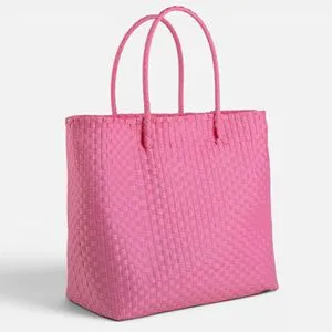 Geanta tip tote cu impletitura, Fucsia, 60x23x38 cm