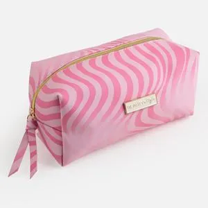 Portfard cu model zebra, roz, 22x10x10 cm, din PU
