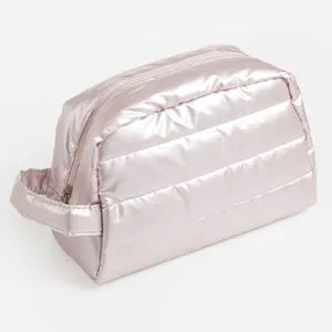 Portfard matlasat roz, tip cufar, 20x10x13 cm