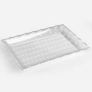 Platou dreptunghiular din plastic transparent pentru servire și gospodărie