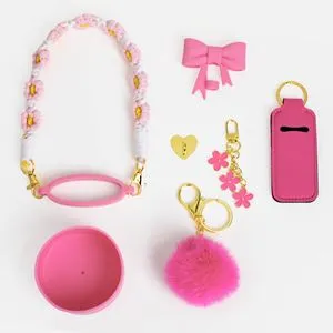 Set Accesorii Decorative pentru Pahar Termos Roz