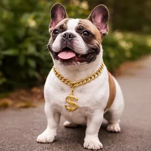 Colier pentru animale de companie cu pandantiv dolar, 35 cm, auriu