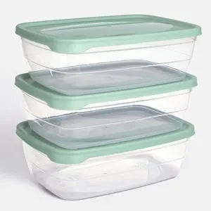 Set 3 Cutii Transparente 2L cu Capac Verde Menta