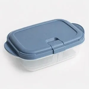 Caserolă Plastică 1.1L Albastră cu Capac și Clip pentru Stocare
