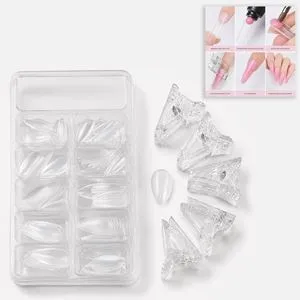 Forme reutilizabile pentru unghii, tip Almond, 100 buc, 5 marimi, cu 5 clipsuri