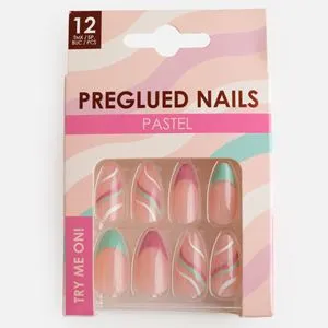Set Unghii False Nude Pastel de Vară cu Adeziv Almond