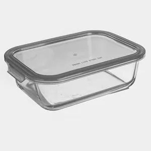 Caserola din Sticla cu Capac Gri 1,5L