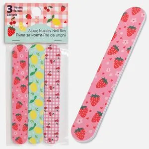 Set 3 Pile Unghii Scurte 12,5cm cu Modele Fructe, 220 Grit